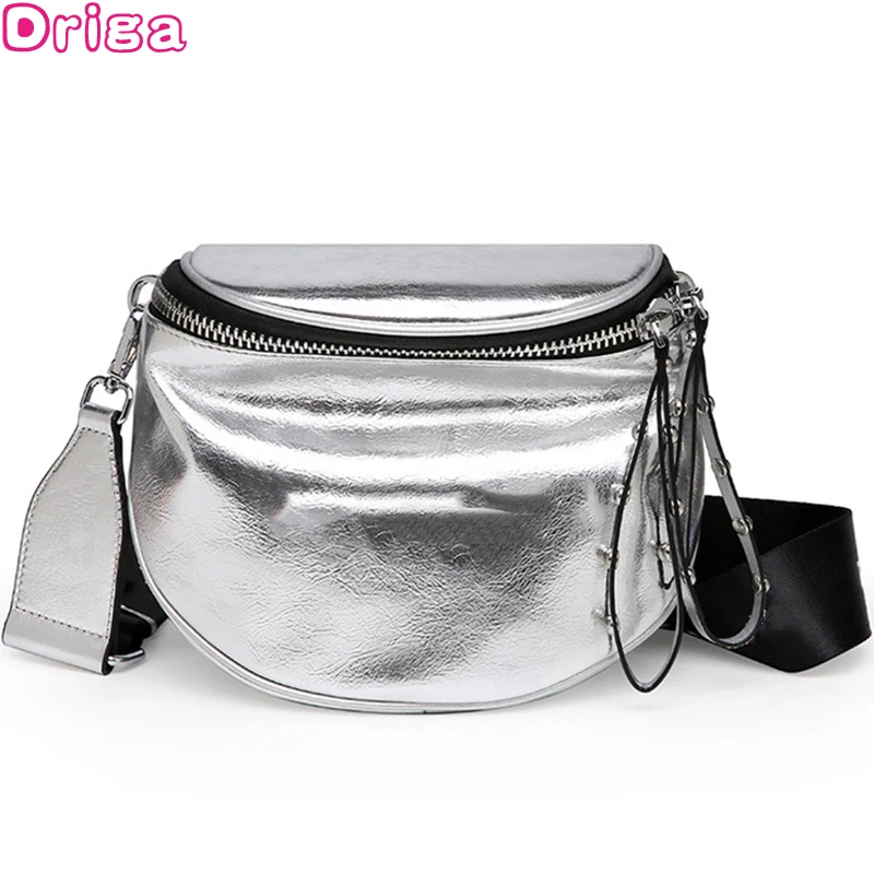 metallic messenger bag