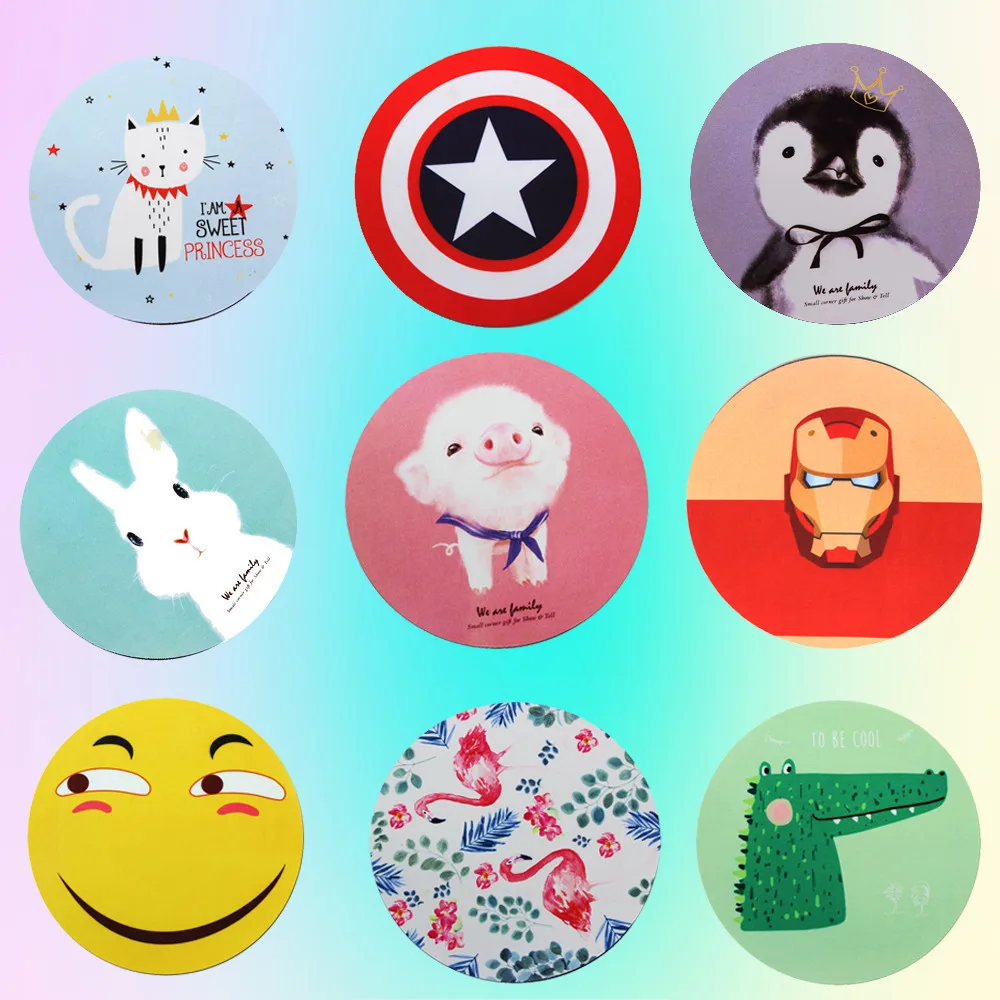 

CHYI Round Shaped Gaming Mouse Pad Mat Iron Man /Pentagram/Pig/Cat/Rabbit/Penguin/Flamingo/Smiley Face Series Computer Mouse Pad