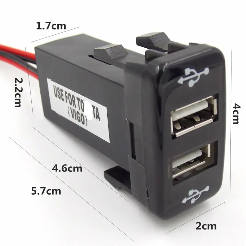 Двойной USB разъем интерфейса для Toyota Hilux VIGO Зарядка iPhone MP3 MP4 смартфона планшета ПК