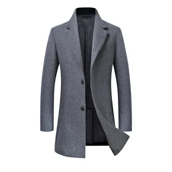 

Men's Slim Jacket Coat Black Gray Brand Double-breasted Wool Coat 2018 Winter Thick Warm Warm Luxury Business Casual