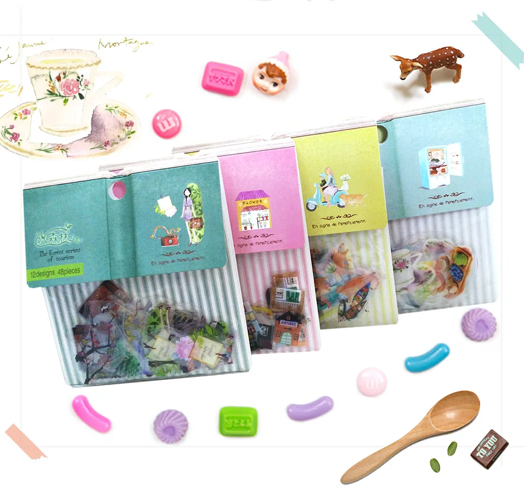 

DIY Colorful Forest small objects 3D kawaii Stickers Diary Planner Journal Note Diary Paper Scrapbooking Albums PhotoTag 48 in