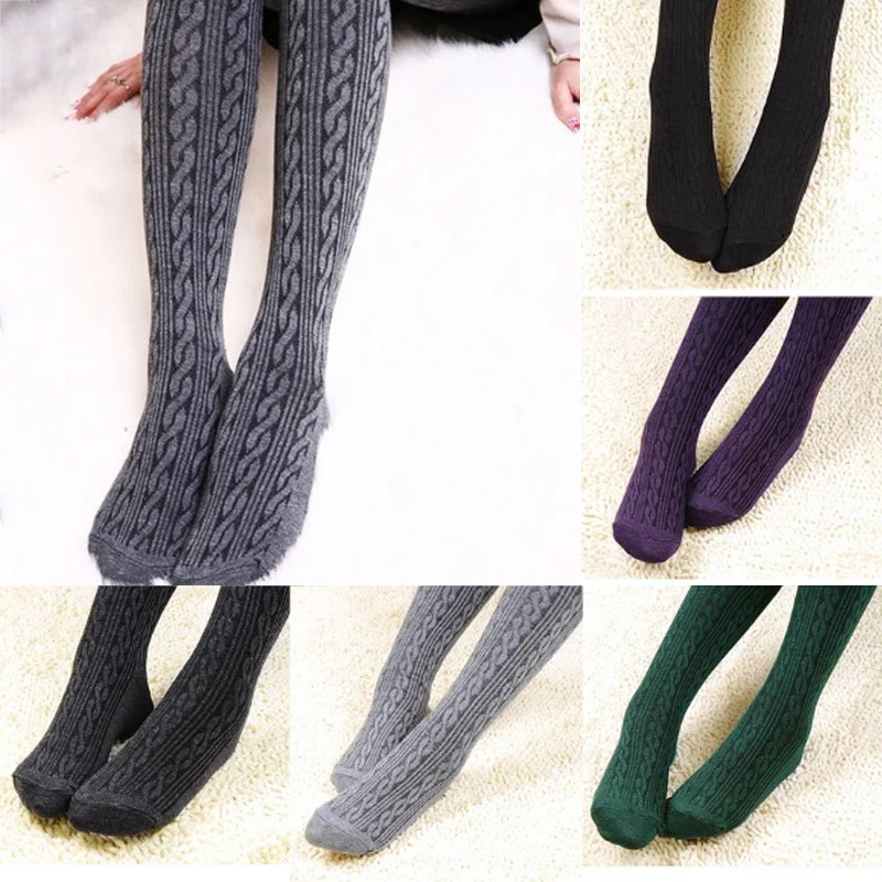 

Sale Sexy Autumn Womens Tights Knit Winter Pantyhose Cotton Stockings Warm Stretchy Slim Skinny Tights