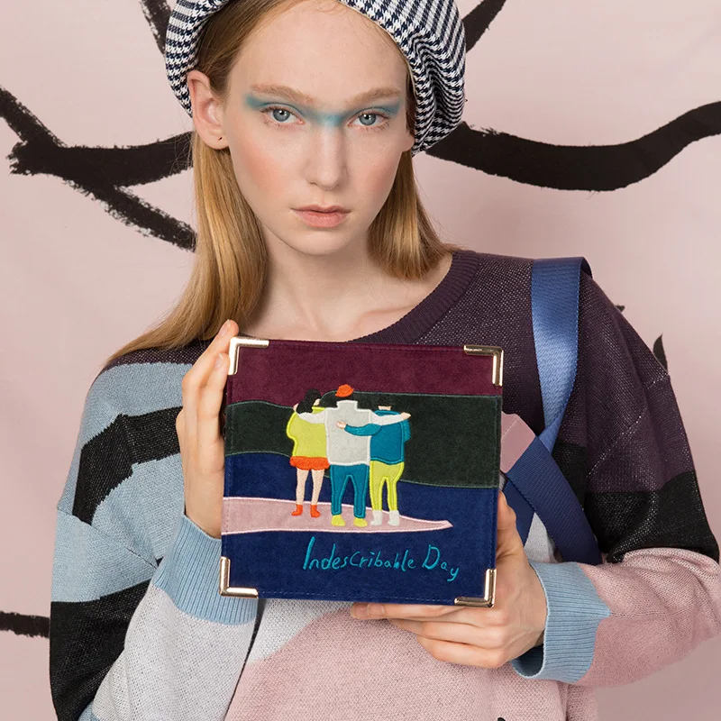 Винтажная Женская Повседневная мини-сумка-мессенджер YIZISTORE с вышивкой в стиле
