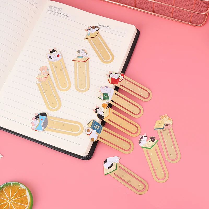 1 шт. милый кот металлические закладки клип страница закладка Мультфильм поттеринг кошка Закладка инструмент школьные офисные канцелярские принадлежности