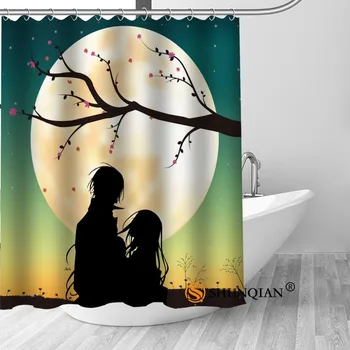 

Custom Silhouette Bath Curtain Fabric Modern Shower Curtain bathroom beautiful Curtains Bath decor
