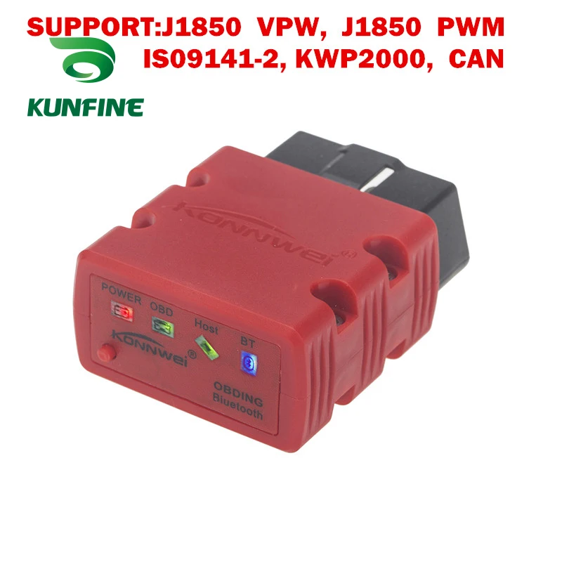 Kunfine kw902 ELM327 Bluetooth 3.0 odb2 II диагностический код сканер чтения Специальный для телефона Android Оконные рамы PC сканирования