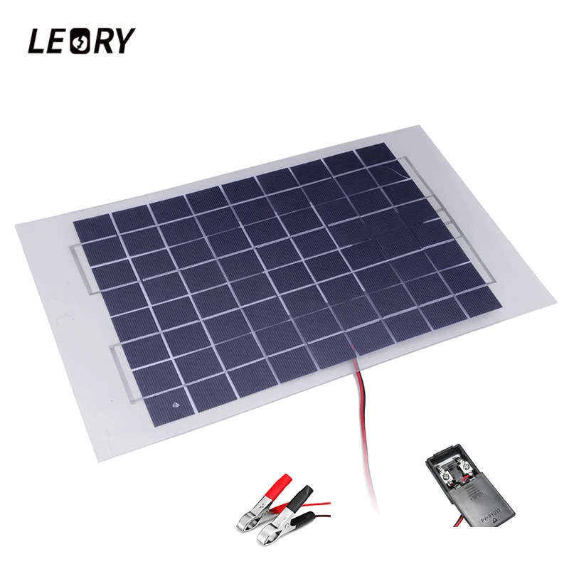 LEORY 12 В 10 Вт поликристаллическая прозрачная эпоксидная панель солнечных батарей DIY солнечный модуль с блочным диодом+ 2 зажимы типа «крокодил»+ кабель 4 м