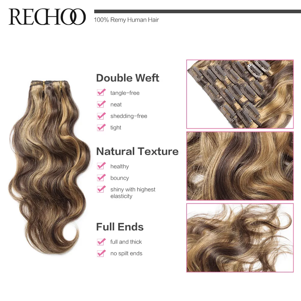 Virgin Remy Wavy Clip On Extensions Natural 100 Human Remy 4 27