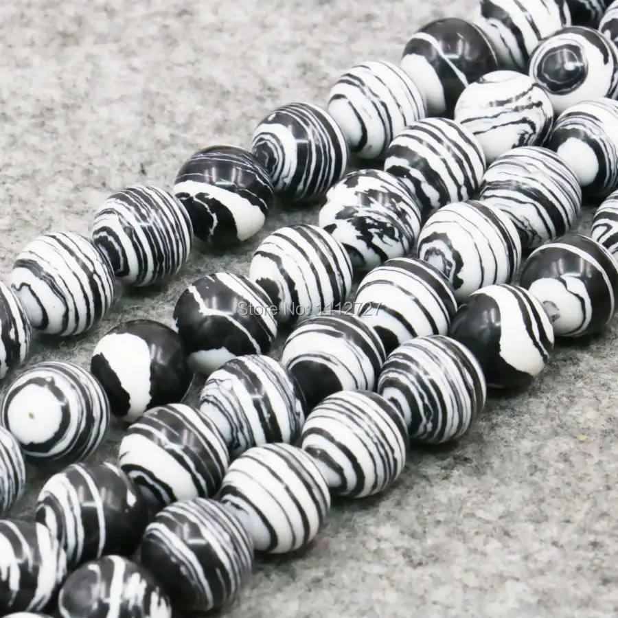 

6 8 10 12mm Accessory Turkey Howlite Chalcedony Zebra Stripe Jewelry DIY Loose Beads Semi Finished Stone Balls Gifts Handmade