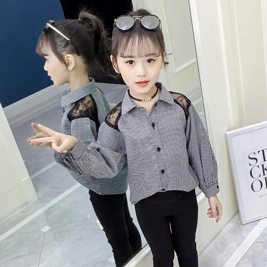 

Girls Blouses Plaid Blouse For Girls Long Sleeve Kids Shirt 6 8 12 Years Spring Girls Clothing Teen Children's Shirt Autumn