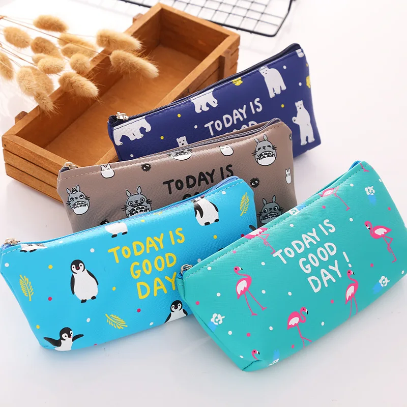 

Cute cartoon animal pencil case PU waterproof pen case school pencil case stationery bag storage bag