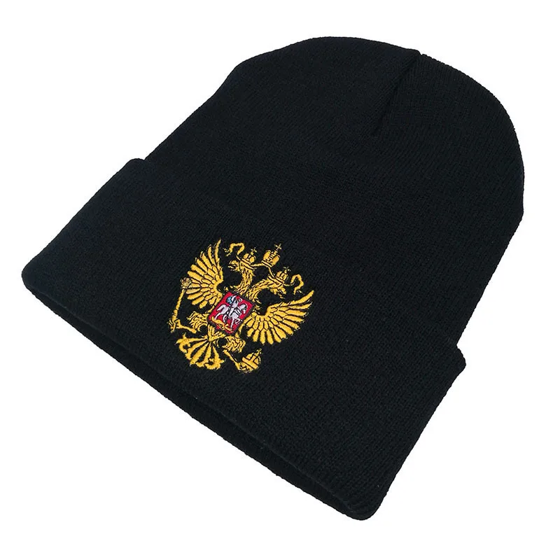 Зимние Skullies Beanies Головные уборы для мужчин и женщин Россия Национальная эмблема вышивка Катание на коньках и лыжах теплая вязаная шапка эластичная для отдыха