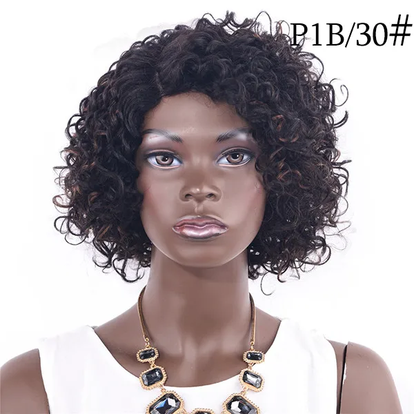 Шоколадные Человеческие волосы Remy, не кружевные парики, кудрявые короткие волосы Bob для черных женщин, Remy человеческие волосы, бразильские Кудрявые Парики - Цвет волос: P1B/30