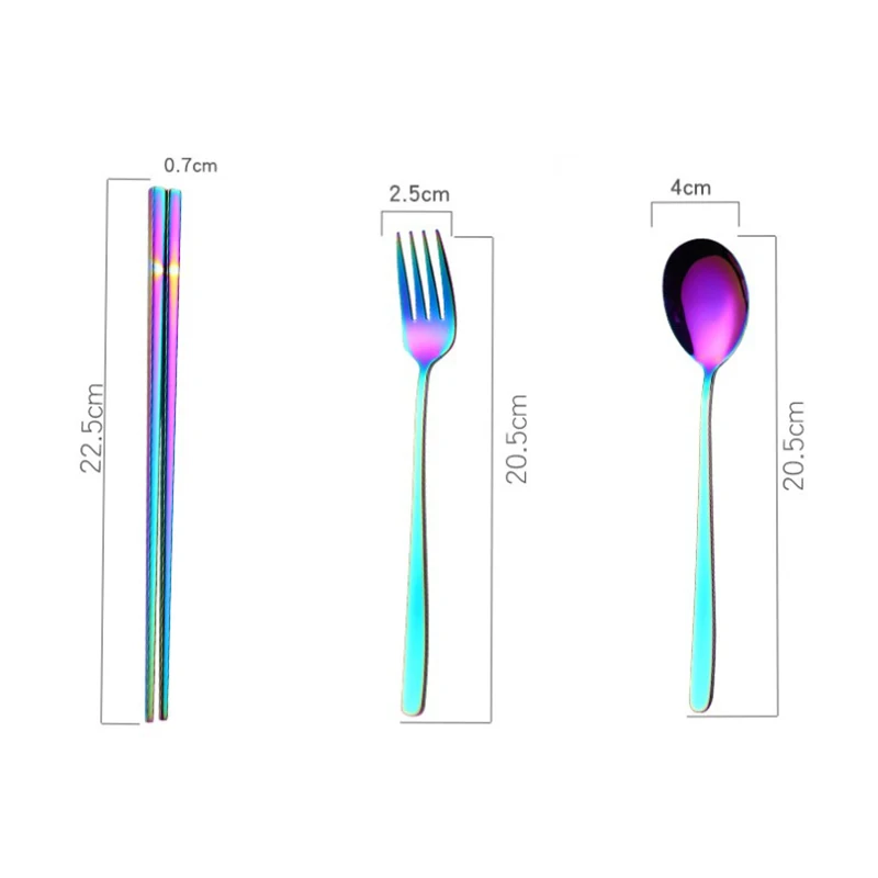 Rose Gold Stainless Steel Creative Titanium-Plated Environment-Friendly Portable Tableware 304 Stainless Steel Spoon Chopstick