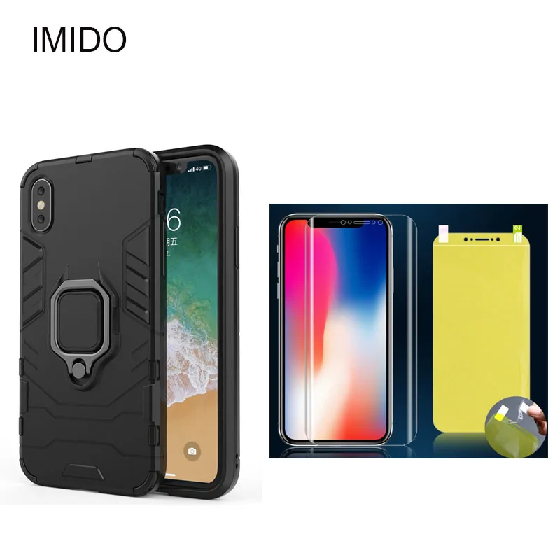 

For iPhone X XS XR XSMAX Armour PC+TPU magnetic holder Phone Case iPhone 5 SE 5S 6 6s 7 8 plus ShockProof finger ring case coque