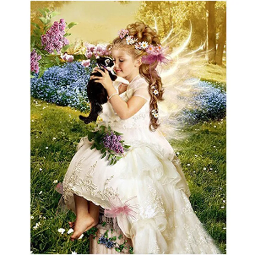

Girl and Cat Wall Arts Partial Diamond Embroidery Painting Home Decoration 3D DIY Diamond Painting Cross Stitch 40x30cm jan11