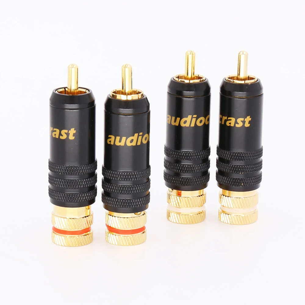 

4pcs 24K Gold Plated RCA Audio Plug Lock Soldering Audio plugs Connector