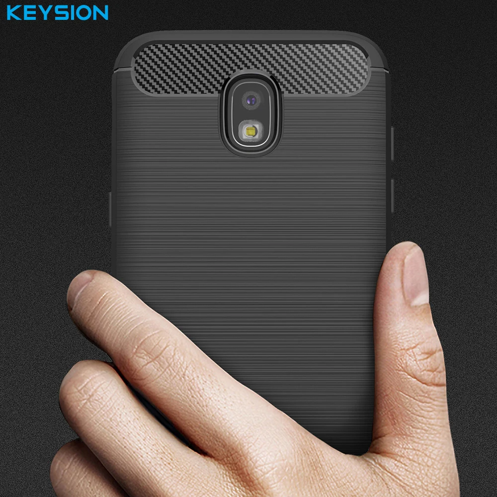 KEYSION Case for Samsung Galaxy J5 2017 EU Version Environmental Carbon Fiber Soft TPU Brushed Anti-Skid Back Cover J530FM |