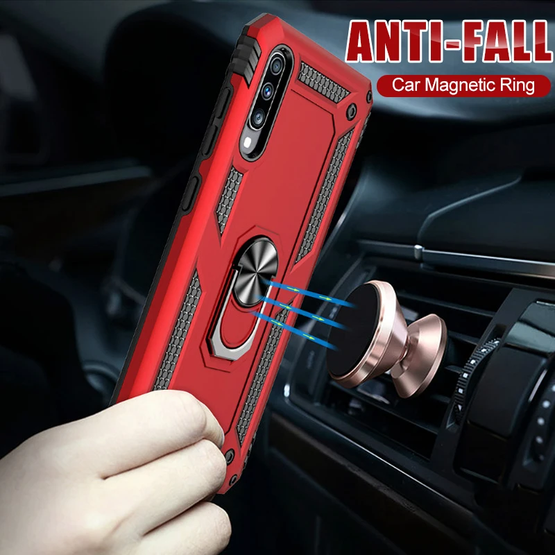 

Car Magnetic Ring Stand Phone Case On The For Samsung Galaxy A10 A20 A30 A40 A50 A70 M10 M20 M30 A7 2018 Shockproof Cover Cases