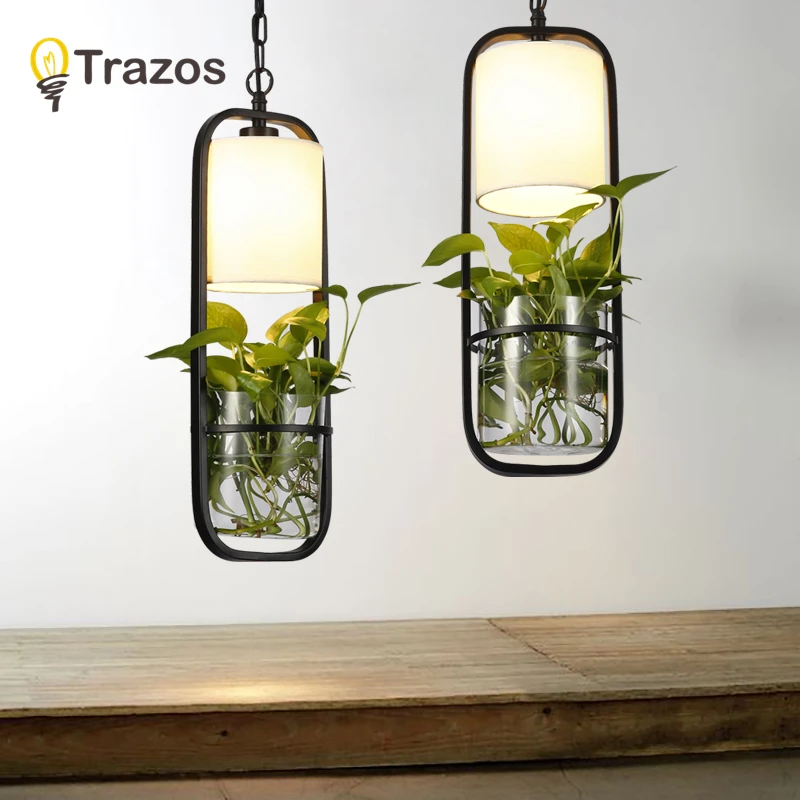 

Modern black cage pendant lights iron minimalist retro Scandinavian loft pyramid lamp metal Hanging Lamp E27 Indoor Plant