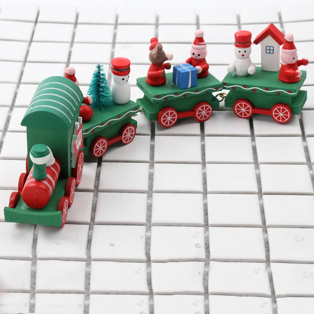 Christmas Decorative Ornaments for Home Decor Little 4 cars Train