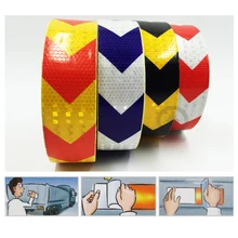 5cmx50m Reflective warning tape with red white yellow red yellow black and blue white color arrow printing for car mixer fader knob cap word shouted hole width 8mm red and blue and yellow lime