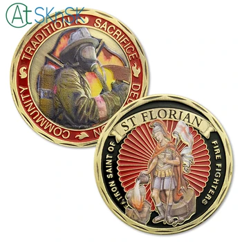 

50/100pcs S.T. Saint Florian Patron Saint Of Fire Fighters Challenge Coin Tradition Sacrifice Dedication Community US Coins Gift