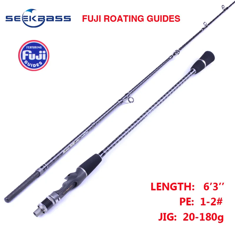 

SeekBass Japan Made Fuji Guides Real Seat Slow Pitch Rod 6'3'' PE 1-2 Lure Weight 20-180G Casting Light Slow Jigging Fishin Rod