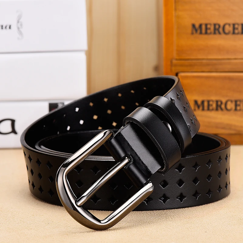 

[DWTS] women belts cow genuine leather good quality alloy belts for women pin buckle fashion luxury female belt dropshipping