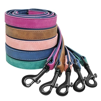 Padded Handle Leather Leash for French Bulldogs - 4ft Length 2