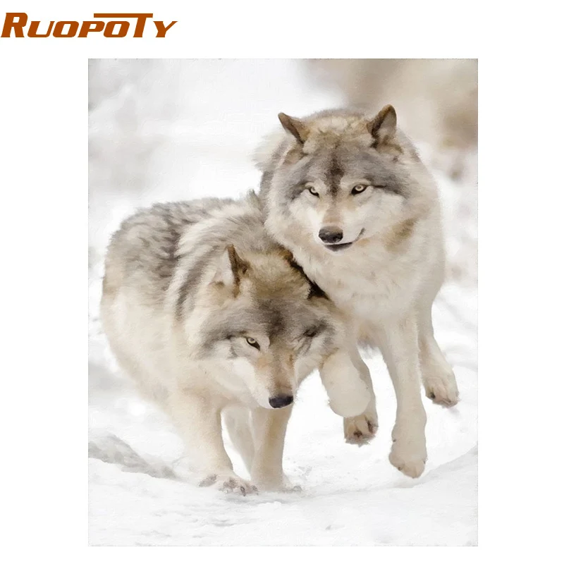 RUOPOTY рамка волки DIY Набор для рисования по номерам акриловый Холст Настенная