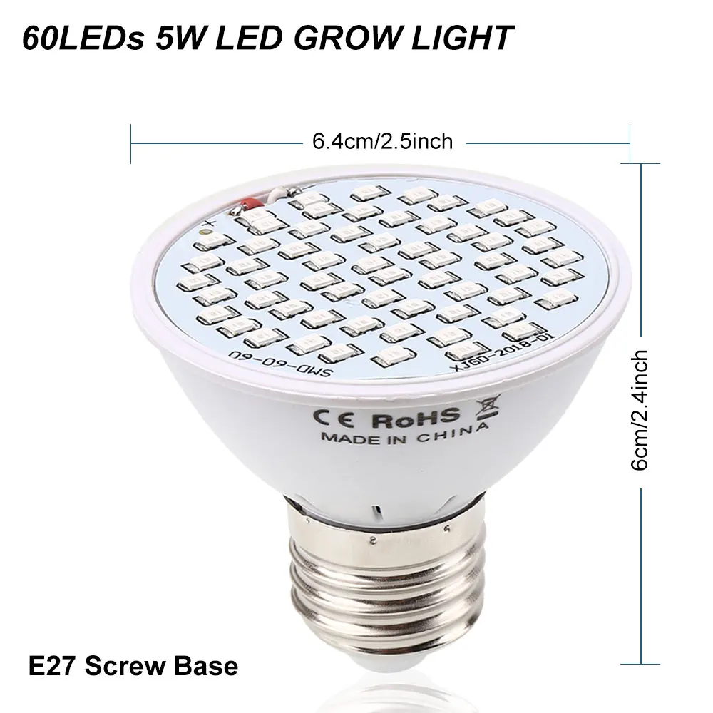 Lâmpada para Flor Lote Crescer Luzes 5 w 10 18 28 E27 Espectro Completo Vegetais Sistema Hidroponia Planta Tenda 4 Pçs - Led 7 led crescer lâmpada para flor vegetais sistema