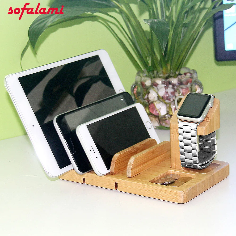 

Natural Genuine Wood Charging Dock Desk Stand Phone Holder For Apple iPhone 8 x 11 Pro Watch 38-44 mm ipad mini pad cell phone