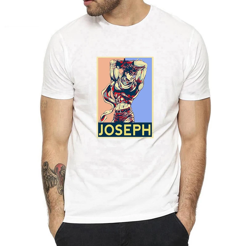 JoJo невероятное приключение Джозеф Joestar футболка творческий дизайн новинка Повседневное стиль Harajuku модный бренд для мужчин
