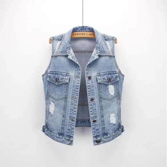 

Women's denim jacket summer new casual denim vest women's shirt short vest jacket vest 2019