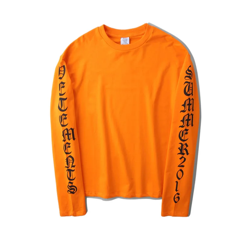 Vetements большая свободная пятицветная футболка с длинными рукавами Vetements повседневная с буквенным принтом парная футболка с длинными рукавами с круглым вырезом - Цвет: 3
