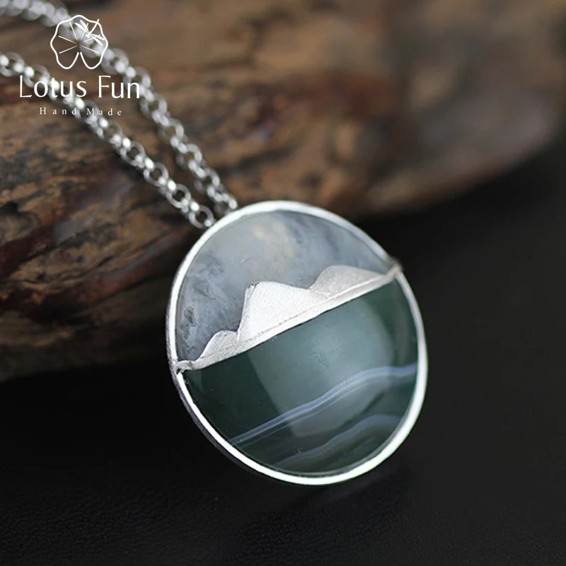 

Lotus Fun Real 925 Sterling Silver Natural Handmade Fine Jewelry Creative Mountain Design Pendant without Necklace for Women