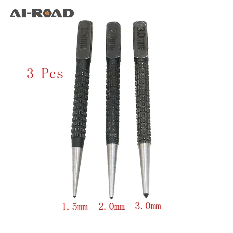 

3PCS Automatic Centre Punch Power Drill Wood Press Dent Marker Starting Holes Tool Spring Loaded Marking Center Drill Bit