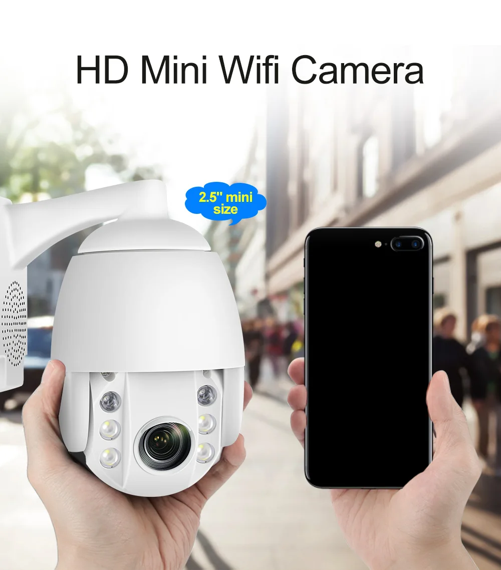 

Mini 2.5 Inch 2MP PTZ Speed Dome WIFI IP Camera Outdoor 1080P 5X Zoom 2.7-13.5mm/3.6mm Lens Wireless Camera IR 60m Two Way Audio