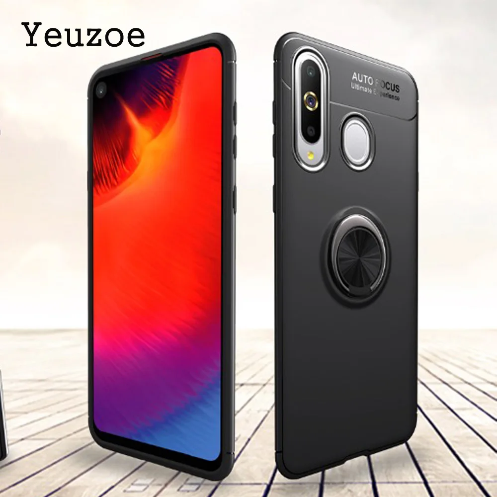 For Samsung Galaxy A8s Case Matte Soft Silicone Back Cover for A9 Pro (2019) Finger Ring |