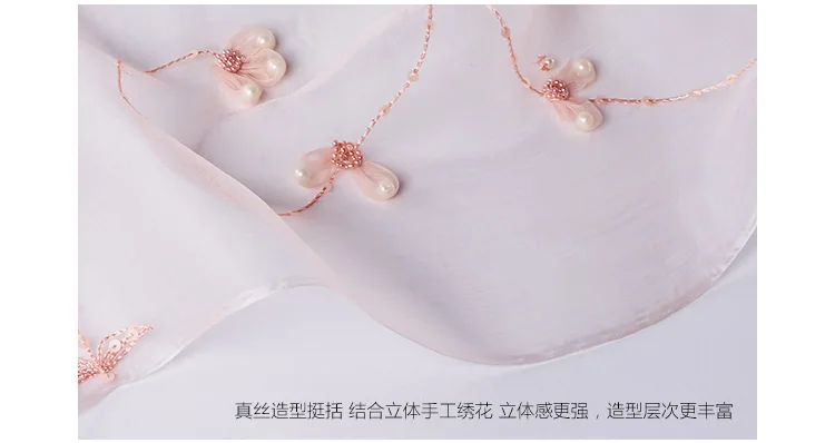 Высокое качество, японский стиль, ручная работа, 3D розовые цветы, вышивка бисером, Шелковый шерстяной шарф, шаль, размер: 60*200 см(Химчистка