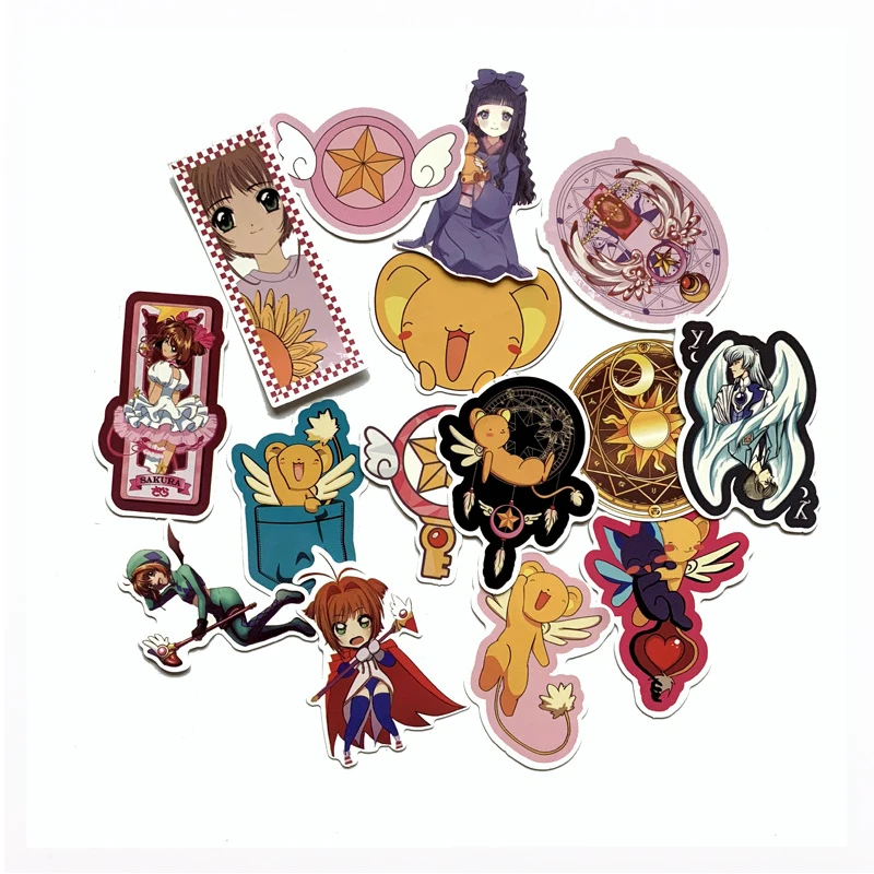 

anime 15pcs/set Cardcaptor Sakura Cosplay prop Collect PVC Decal waterproof DIY Diary Album Scrapbook Stationery Stickers