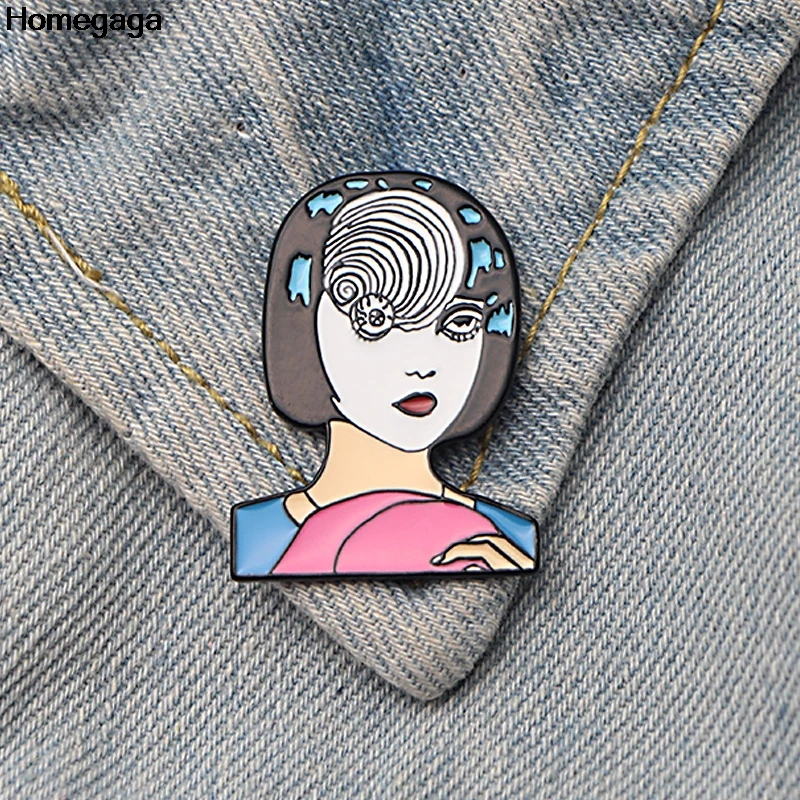 

Homegaga Japanese horror Junji Ito Uzumaki Zinc Pins backpack clothes brooches for men women decoration badges medal D2064