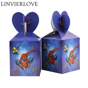 

6pcs/set Cartoon Spiderman Paper Candy Box For Kids Birthday Party Supplies Gift Boxes & Bags Party Favor Accessory Decor