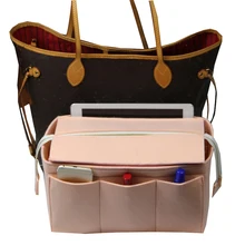 

Exclusive Customizable Felt Bag In Bag Tote Organizer (w/ Top Zipper/Detachable Zip Pocket)Insert Purse Insert/ Diaper bag