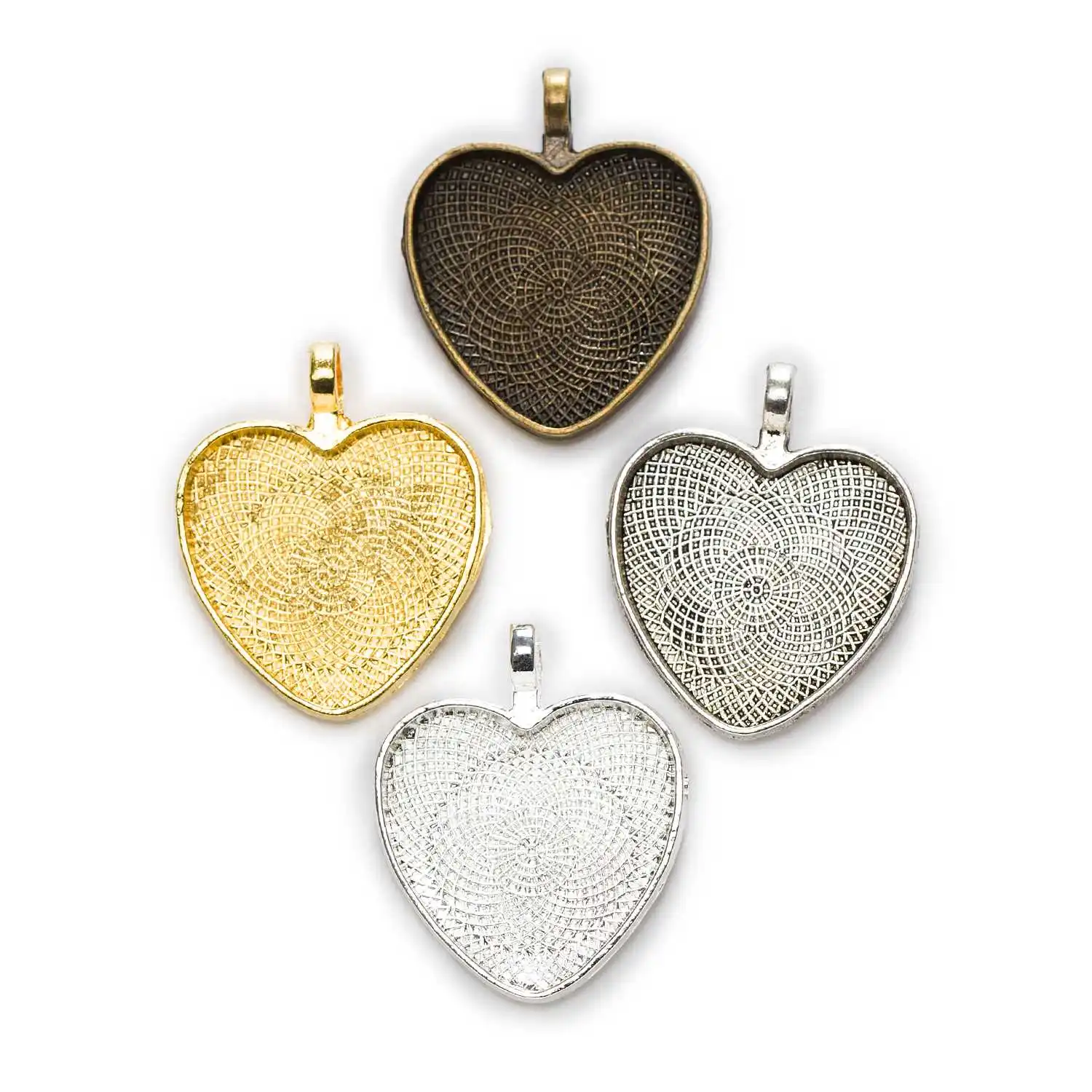 

1 Piece Heart Shaped Cameo Frame Cabochon Base Settings Charms Pendants Jewelry Making 34x27mm(Fit 25mm)