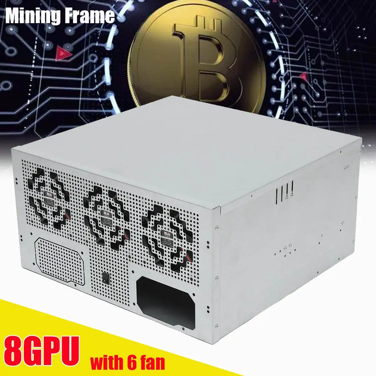 

8GPU Open Air Mining Frame With 6 Fan 5.5U Mining Machine Power Supply 8 Card 1250W