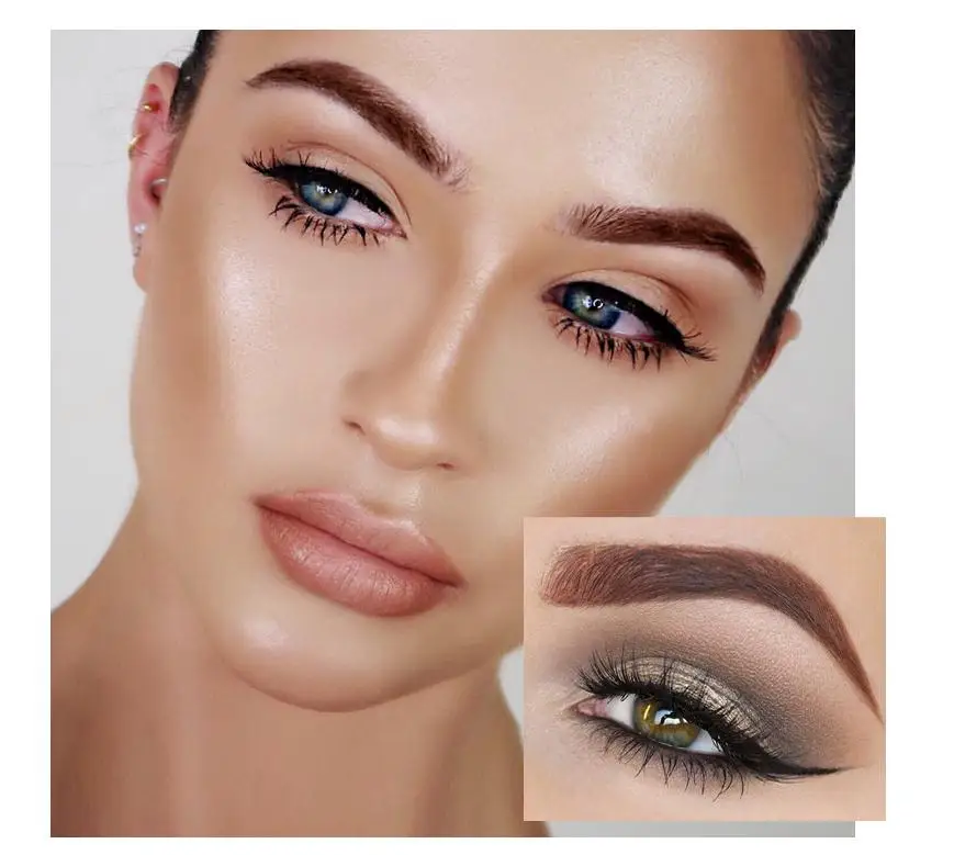 Kiss beauty Двусторонний карандаш для бровей+ тушь для бровей водостойкая жидкая гель для бровей коричневый микроблейдинг тату для бровей