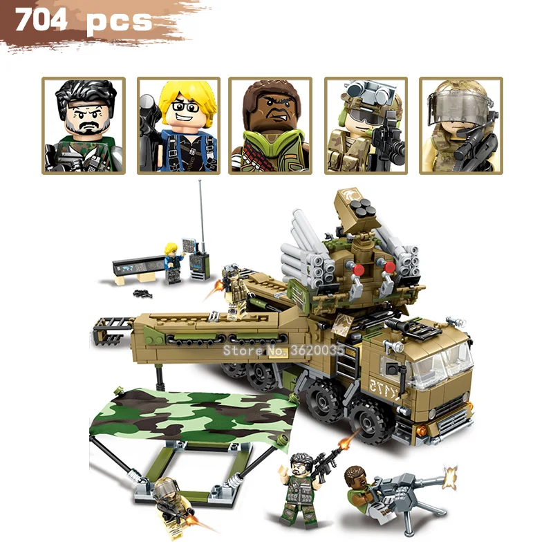 

WW2 Military Mobile Command Headquarters Building Blocks Defense Armed Truck Army Figures Weapons Toy Military World Legoinglys