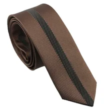 Coachella Галстуки коричневый в полоску галстук с черным в Вертикальную Полоску белая точка тонкий жаккард узкий галстук Повседневное Cravatta